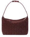Tiffany & Fred Paris Mini Woven Suede Shoulder Bag In Red