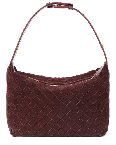 Tiffany & Fred Paris Mini Woven Suede Shoulder Bag In Red