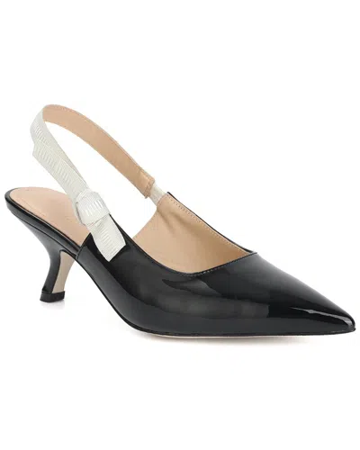 Tiffany & Fred Paris Patent Slingback Kitten Heel Pump In Black