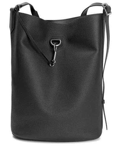 Tiffany & Fred Paris Pebbled Leather Bucket Tote In Black