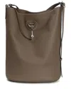 Tiffany & Fred Paris Pebbled Leather Bucket Tote In Brown