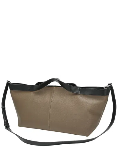 Tiffany & Fred Paris Pebbled Leather Oversized Tote In Orange