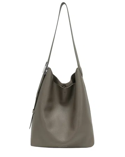 Tiffany & Fred Paris Pebbled Leather Slouch Tote In Beige