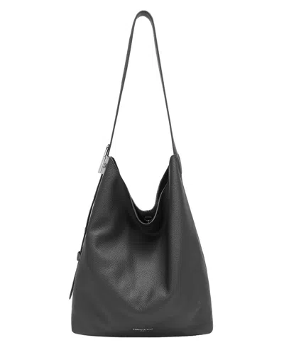 Tiffany & Fred Paris Pebbled Leather Slouch Tote In Black