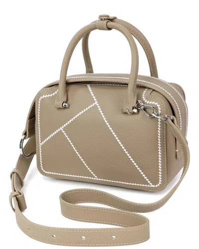 Tiffany & Fred Paris Pebbled Leather Stitched Satchel In Brown