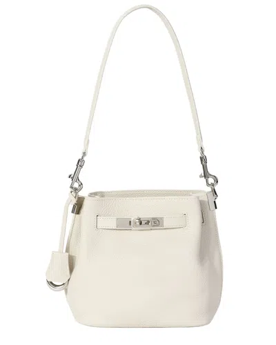 Tiffany & Fred Paris Pebbled Mini Leather Bucket Bag In White