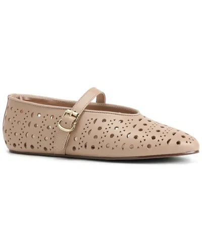 Tiffany & Fred Paris Perforated Leather Mary Jane Flat In Brown