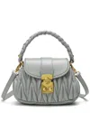 Tiffany & Fred Paris Pleated Leather Messenger Bag In Gray