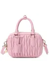 Tiffany & Fred Paris Pleated Leather Satchel In Pink
