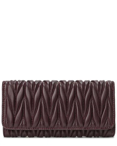 Tiffany & Fred Paris Pleated Leather Wallet In Purple