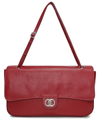 Tiffany & Fred Paris Premium Pebbled Leather Turnlock Shoulder Bag In Red