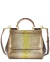 Tiffany & Fred Paris Python-embossed Leather Top-handle Bag In Gold