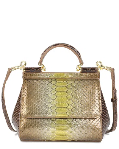 Tiffany & Fred Paris Python-embossed Leather Top-handle Bag In Gold