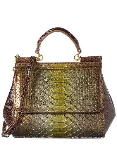 Tiffany & Fred Paris Python-embossed Leather Satchel In Gold