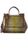 Tiffany & Fred Paris Python-embossed Leather Satchel In Green