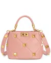Tiffany & Fred Paris Quilted & Studded Leather Messenger Bag In Pink