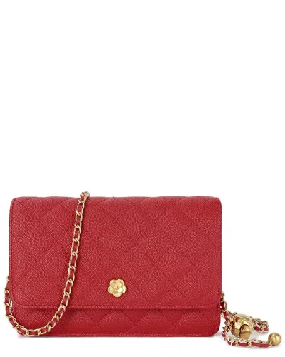 Tiffany & Fred Paris Quilted Caviar Leather Crossbody In Red