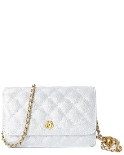 Tiffany & Fred Paris Quilted Caviar Leather Crossbody In Silver
