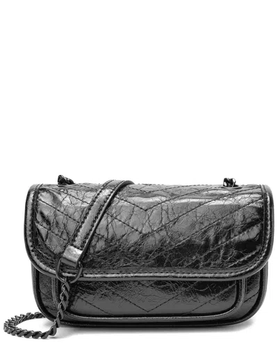 Tiffany & Fred Paris Quilted Cracked Leather Crossbody In Black