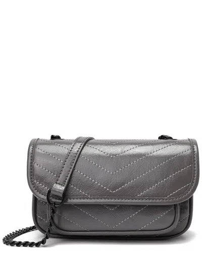 Tiffany & Fred Paris Quilted Cracked Leather Crossbody In Grey