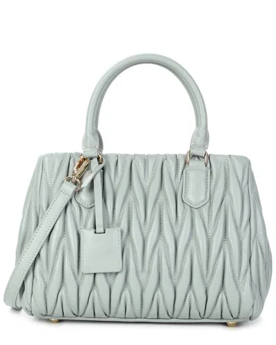 Tiffany & Fred Paris Quilted Lambskin Leather Satchel In Grey