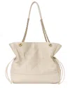 Tiffany & Fred Paris Quilted Lambskin Leather Tote Bag In White