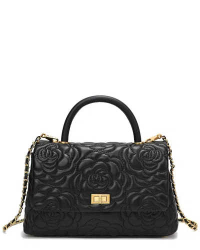 Tiffany & Fred Paris Quilted Large Leather Satchel In Black