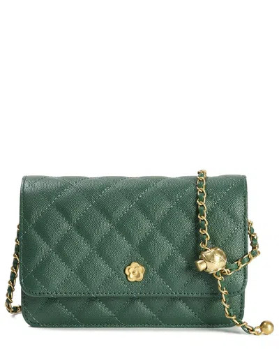Tiffany & Fred Paris Quilted Leather Crossbody In Green