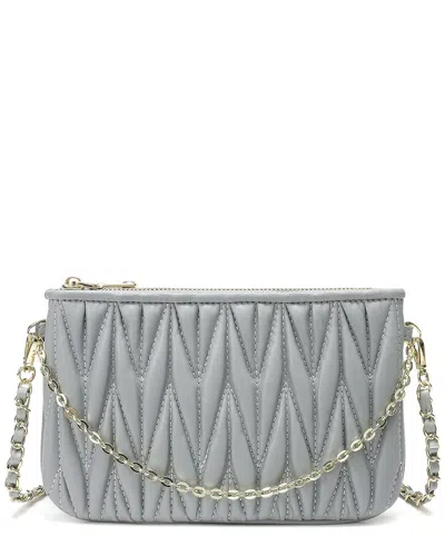 Tiffany & Fred Paris Quilted Leather Crossbody Clutch In Gray