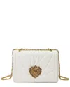 Tiffany & Fred Paris Quilted Leather Heart Shaped Messenger Bag In White