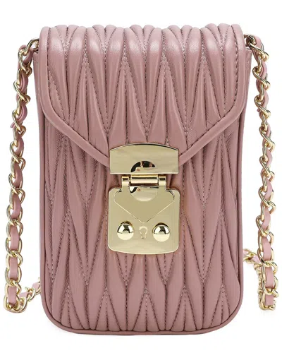 Tiffany & Fred Paris Quilted Leather Phone Bag In Blush