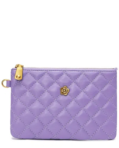 Tiffany & Fred Paris Quilted Leather Pouch In Purple