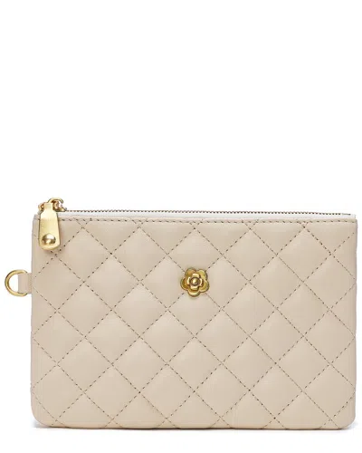 Tiffany & Fred Paris Quilted Leather Pouch In Beige