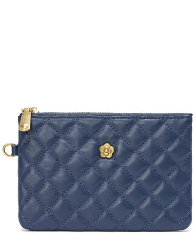 Tiffany & Fred Paris Quilted Leather Pouch In Blue