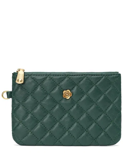 Tiffany & Fred Paris Quilted Leather Pouch In Green
