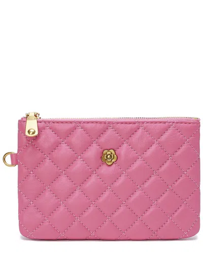 Tiffany & Fred Paris Quilted Leather Pouch In Pink