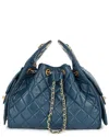 Tiffany & Fred Paris Quilted Leather Shoulder Bag In Blue