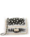 Tiffany & Fred Paris Quilted Leather Tweed & Pearls Messenger Shoulder Bag