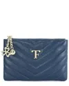 Tiffany & Fred Paris Quilted Leather Wallet In Blue