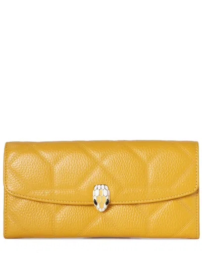 Tiffany & Fred Paris Quilted Leather Wallet In Yellow