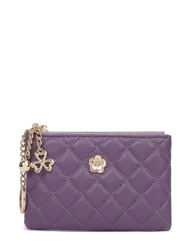 Tiffany & Fred Paris Quilted Leather Wallet In Purple