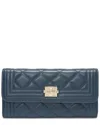Tiffany & Fred Paris Quilted Leather Wallet In Blue