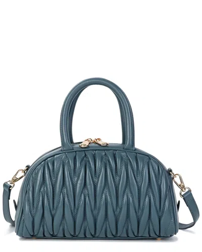 Tiffany & Fred Paris Quilted Ruched Leather Top-handle Satchel In Blue