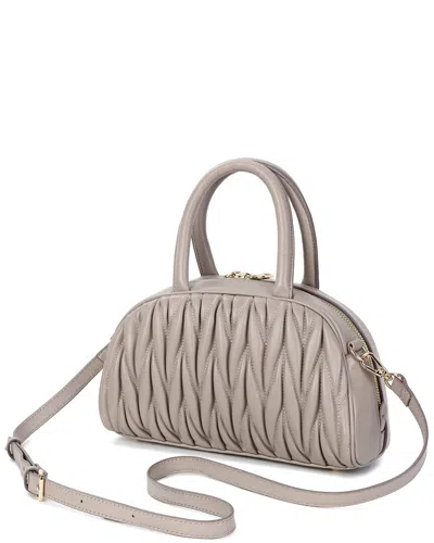 Tiffany & Fred Paris Quilted Ruched Leather Top-handle Satchel In Gray