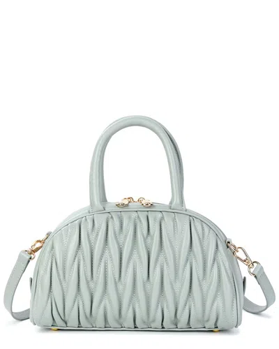 Tiffany & Fred Paris Quilted Ruched Leather Top-handle Satchel In Gray
