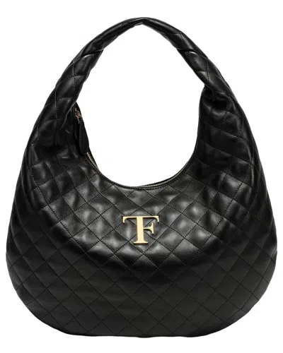 Tiffany & Fred Paris Quilted Sheepskin Hobo In Black