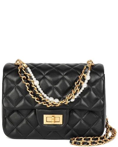 Tiffany & Fred Paris Quilted Sheepskin Leather Crossbody In Black