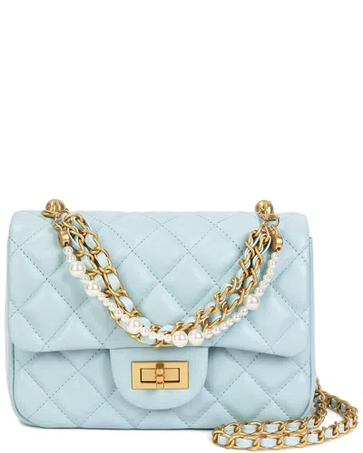 Tiffany & Fred Paris Quilted Sheepskin Leather Crossbody In Blue