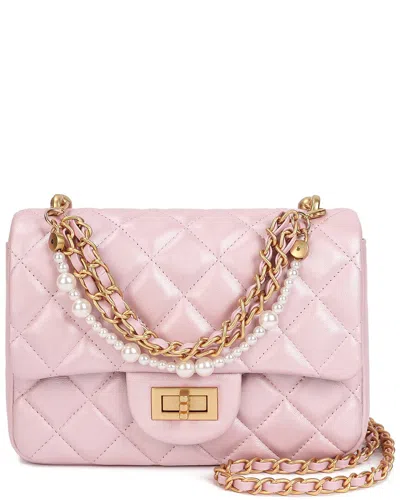 Tiffany & Fred Paris Quilted Sheepskin Leather Crossbody In Pink