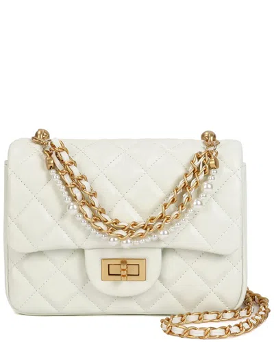 Tiffany & Fred Paris Quilted Sheepskin Leather Crossbody In White